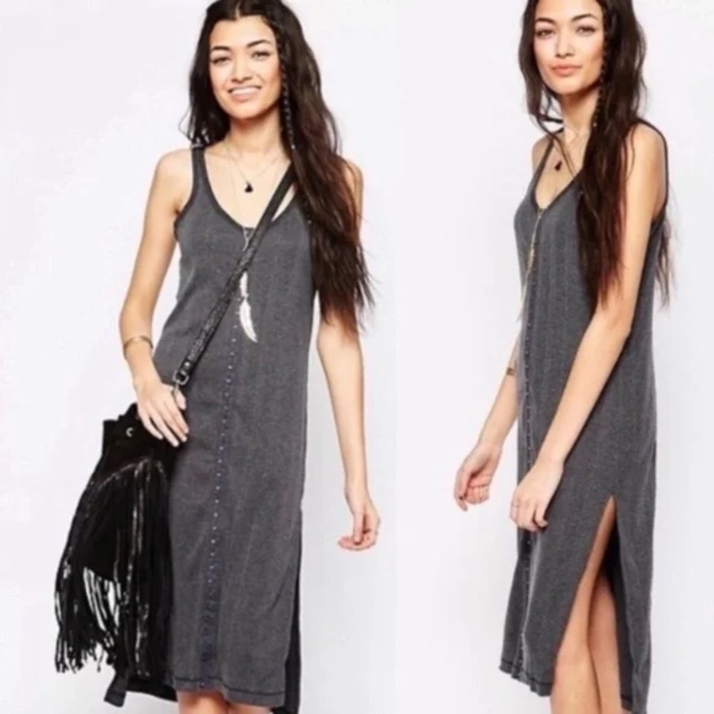 COPY - We The Free Grey High Slit Dress